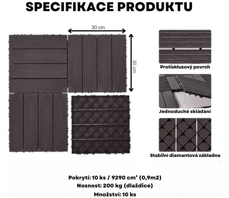 66 ConSys Plastové dlaždice z Polypropylénu 30x30x2 cm sada 10 kusů 6